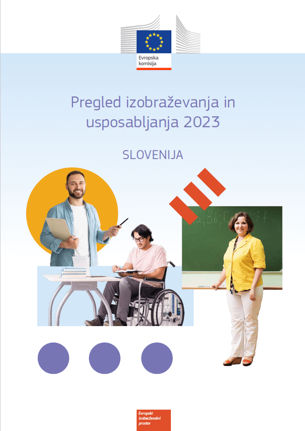 Naslovnica poročila Pregled izobraževanja in usposabljanja 2023 za Slovenijo.