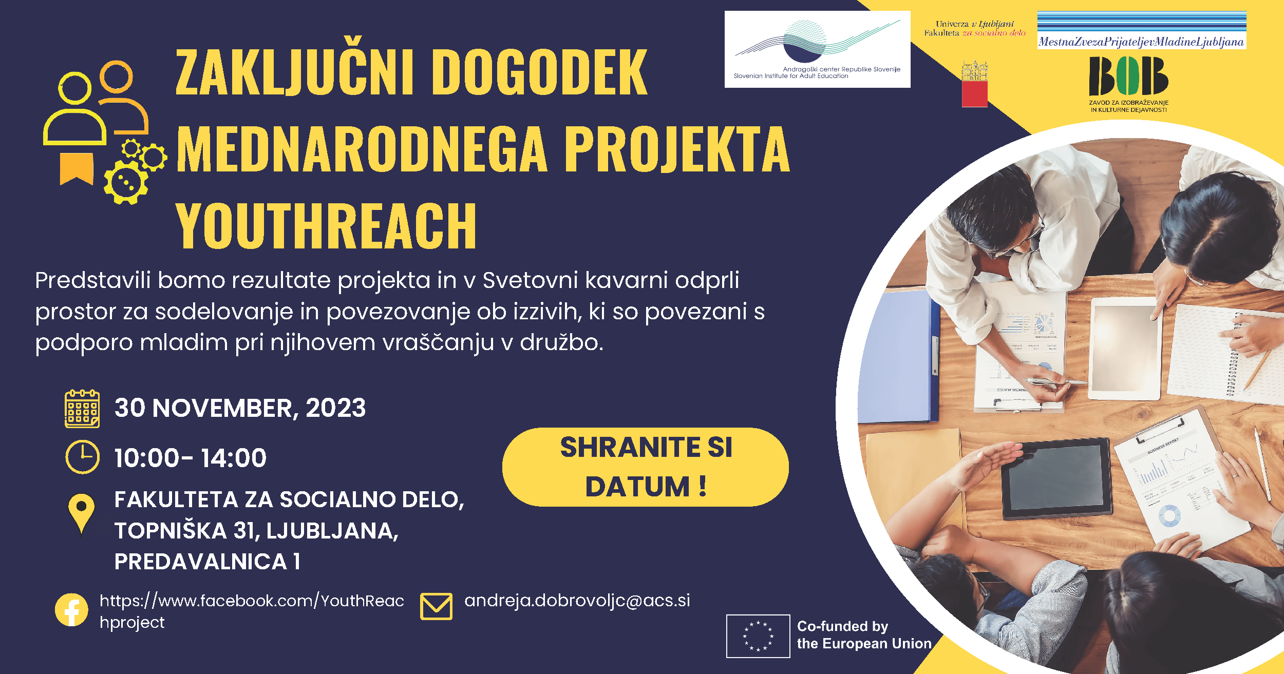 Pasica za zaključni dogodek mednarodnega projekta YouthReach.