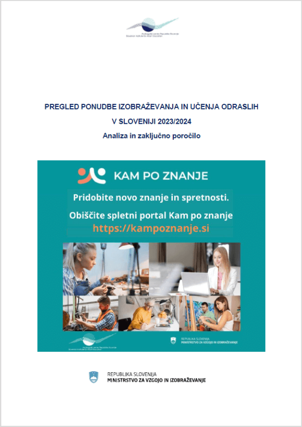 Naslovnica analize in zaključnega poročila Pregled ponudbe izobraževanja in učenja odraslih v Sloveniji 2022/2023.