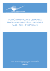 Naslovnica Poročila o evalvaciji delovanja programa PUM-O v času pandemije Sars-cov-2 v letu 2021.