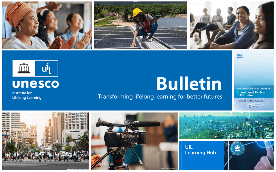 UIL_Bulletin_032024 Kolaž fotografij, ki prikazuje vsebino marčevske številke UIL Bulletin 2024.