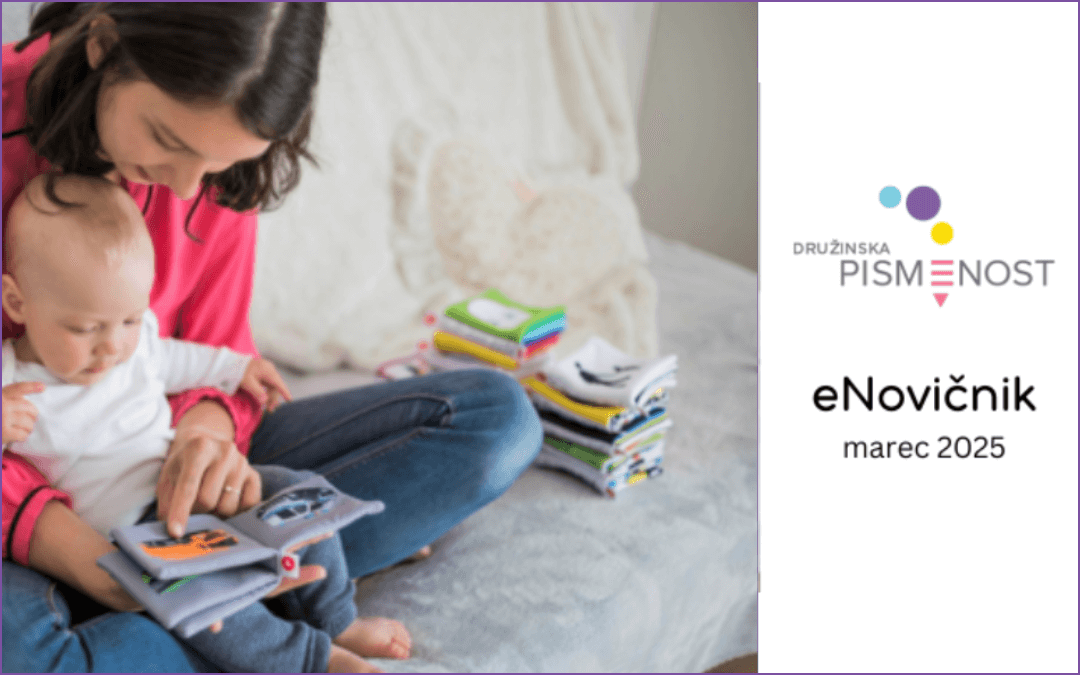 Kolaž fotografij, ki prikazuje vsebino februarske številke eNovičnika za družinsko pismenost 2025.