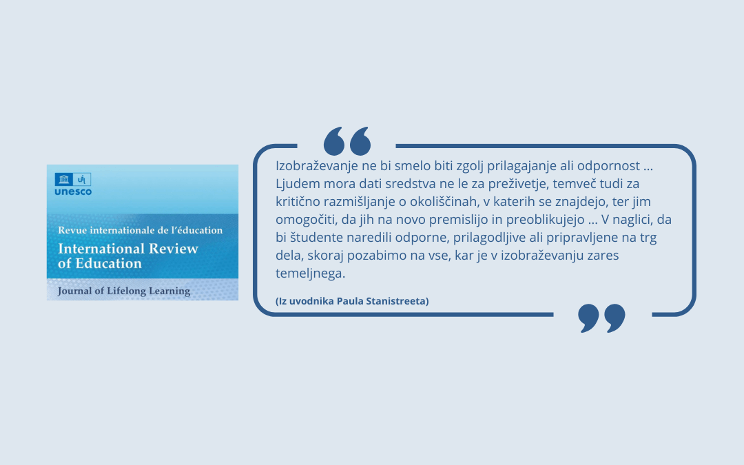 Motiv iz naslovnice revije IRE s citatom in uvodnika.