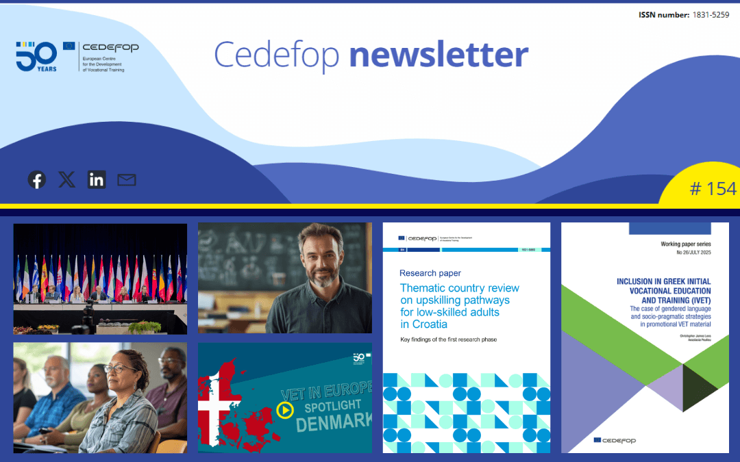 Kolaž slik iz 154. številke novičnika Cedefopa.