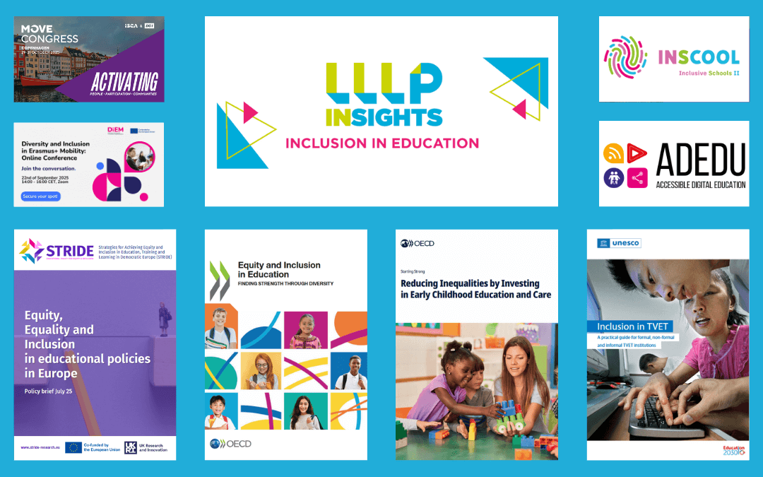 Logotip glasila LLLP Insights s slikami iz izbranih novic avgustovske številke za leto 2025.