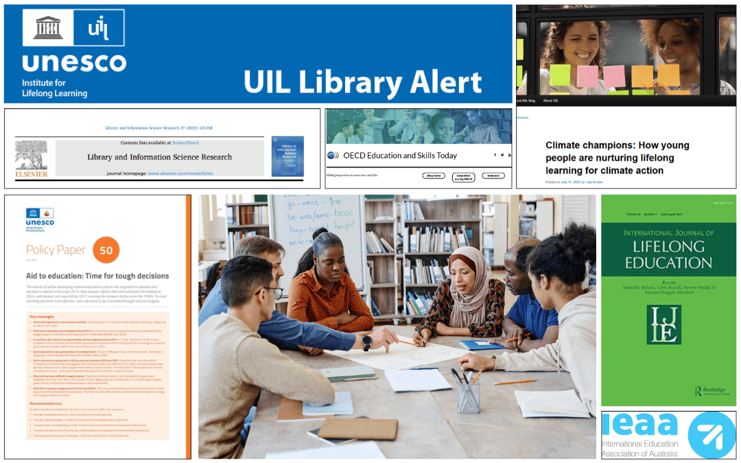 Mozaik naslovnic in prispevkov v UIL Library Alert št. 20.