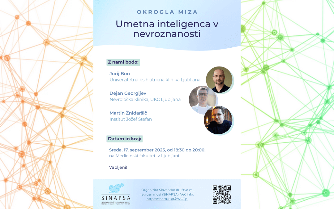 Letak okrogle mize o umetni inteligenci v nevroznanosti.