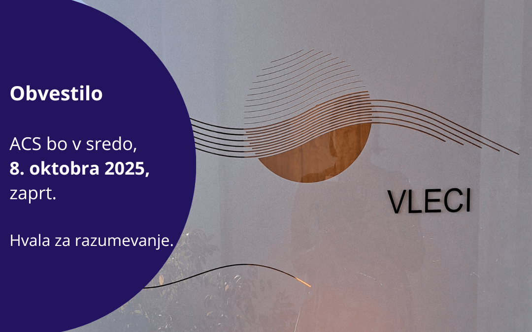 Slika z obvestilom, da bo ACS 8. 10. 2025 zaprt.