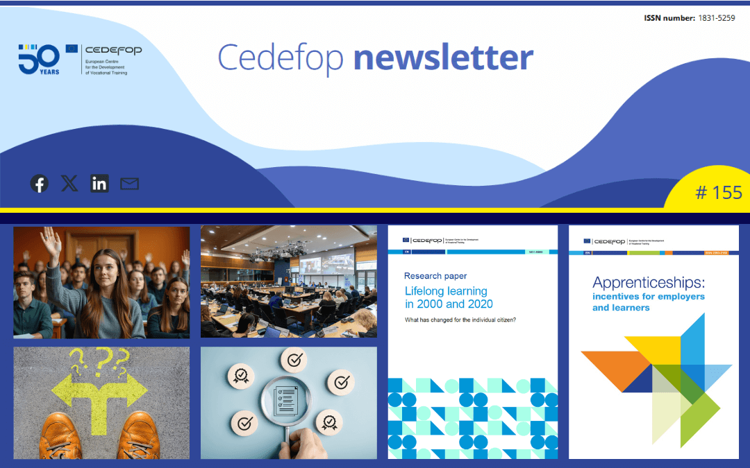 Kolaž slik iz 155. številke novičnika Cedefopa.