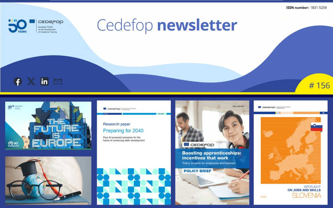 Kolaž slik iz 156. številke novičnika Cedefopa.