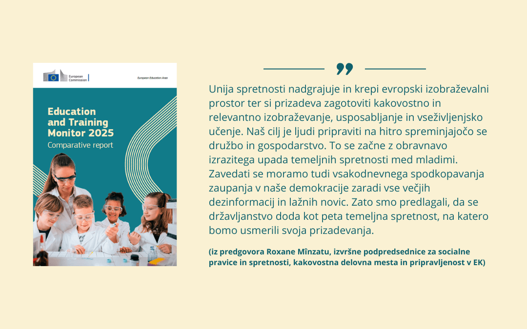 Naslovnica Education and Training Monitor 2025 s citatom iz predgovora.
