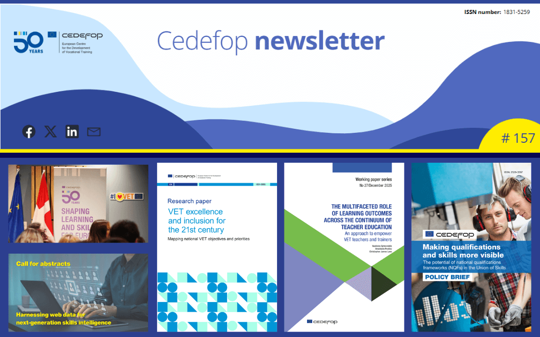 Kolaž slik iz 157. številke novičnika Cedefopa.