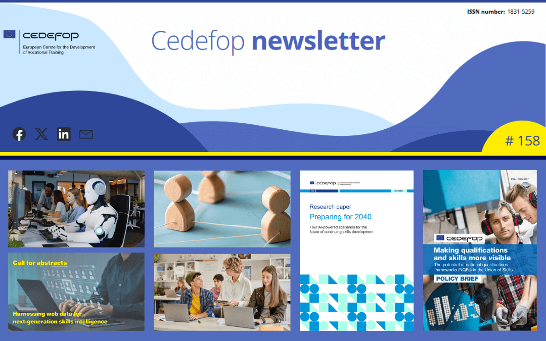 Kolaž slik iz 158. številke novičnika Cedefopa.