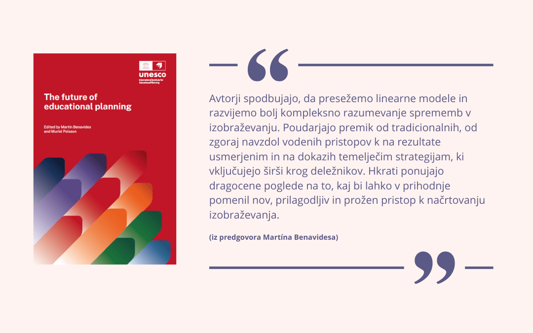 Naslovnica publikacije The future of educational planning s citatom iz predgovora-