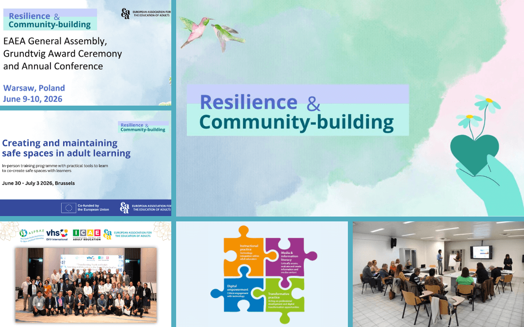 Kolaž fotografij, ki prikazuje vsebino 1. številke novičnika EAEA 2026.