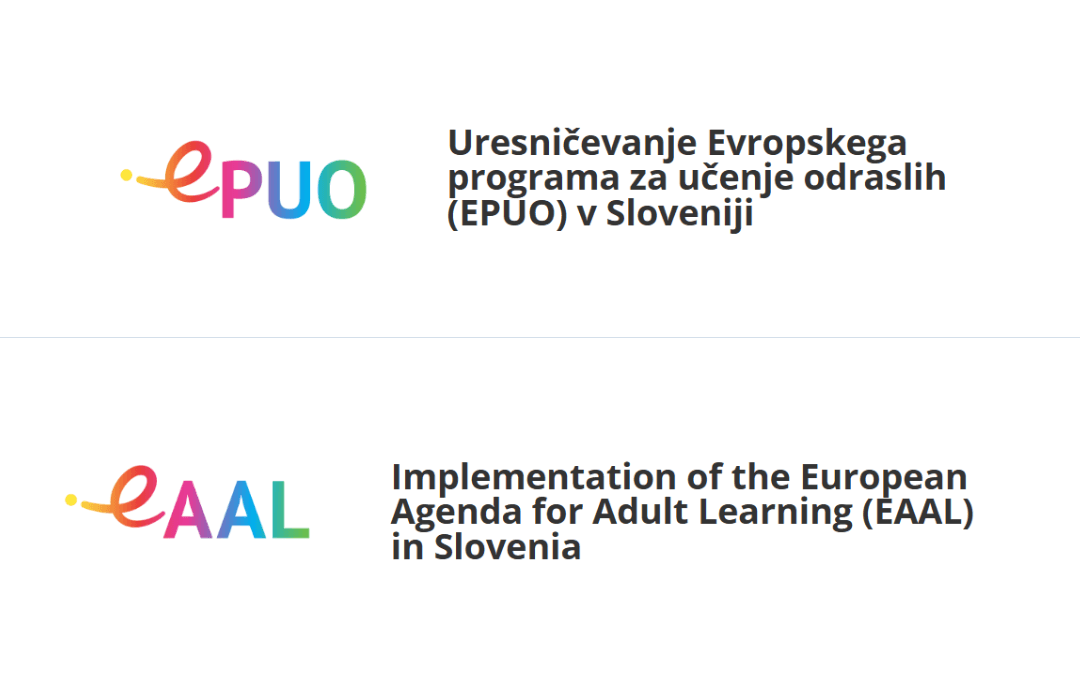 Logotip projekta EPUO v slovenščini in angleščini.