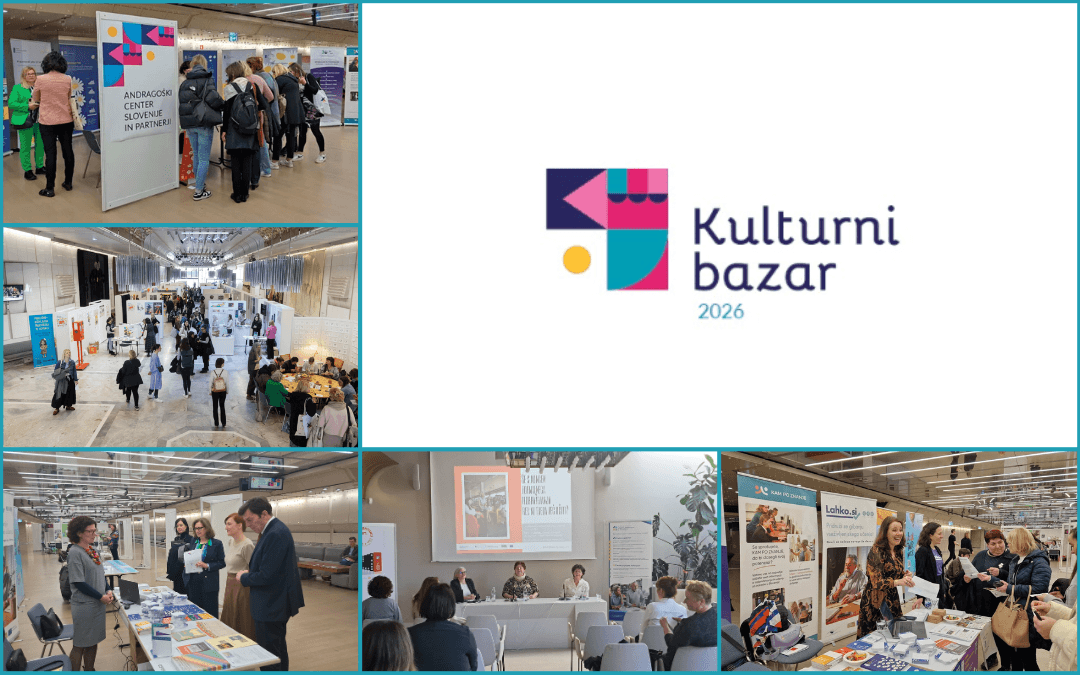 Logotip Kulturnega bazarja 2026 s kolažem fotografij iz prejšnjih let.