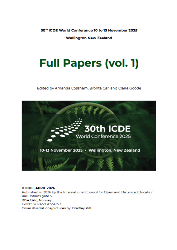Naslovnica 1. zvezka prispevkov s 30. svetovne konference ICDE.