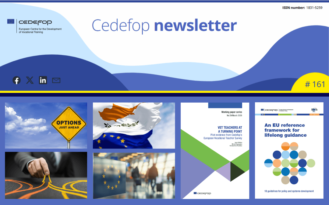 Kolaž slik iz 161. številke novičnika Cedefopa.