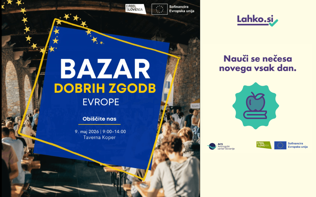 Pasica Bazarja dobrih zgodb Evrope 2026, kjer se predstavlja tudi Lahko.si.