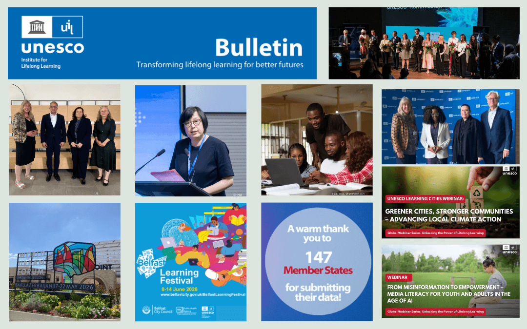 Kolaž fotografij, ki prikazuje vsebino junijske številke UIL Bulletin 2026.