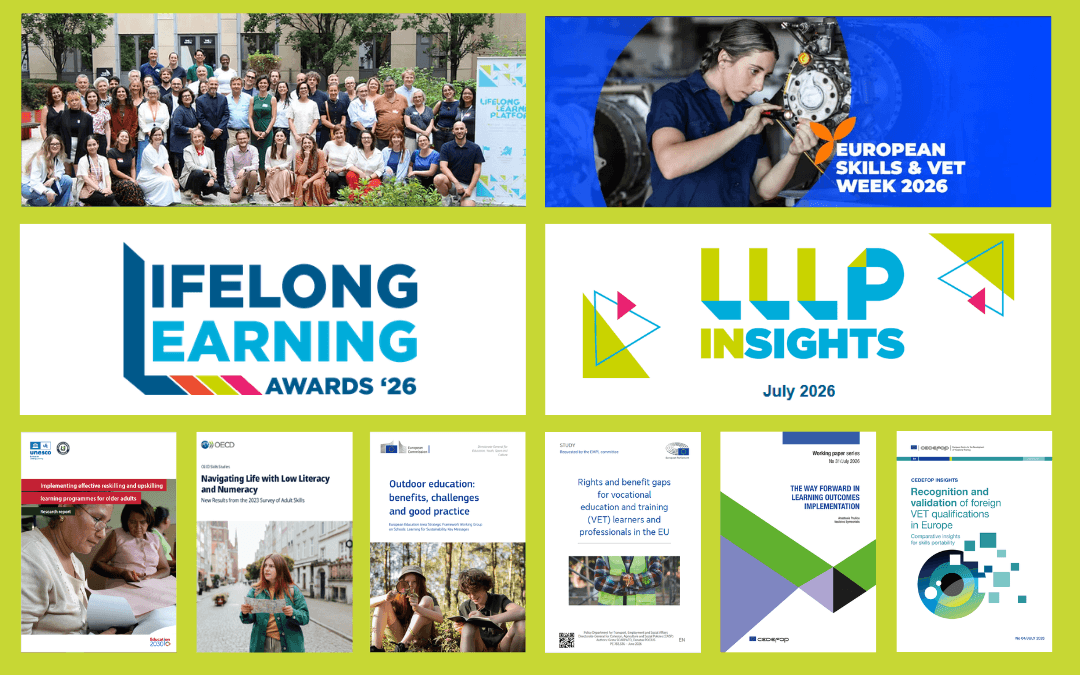 Logotip glasila LLLP Insights s slikami iz izbranih novic julijske številke za leto 2026.