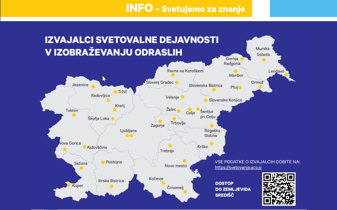 Zemljevid izvajalcev svetovalne dejavnosti kot javne službe v izobraževanju odraslih