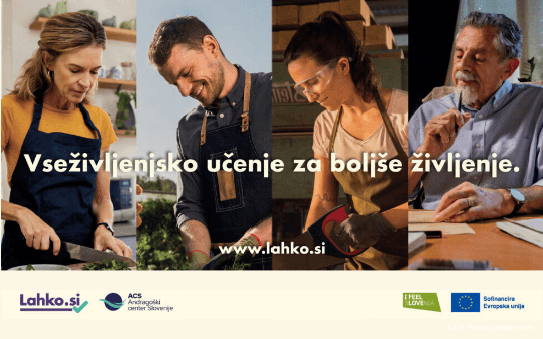 Plakat kampanje z napisom Vseživljenjsko učenje za boljše življenje.