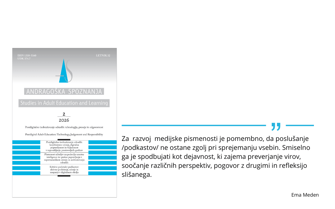 Andragoska_spoznanja-022026 Pasica, ki prikazuje naslovnico in citat iz 2. številke Andragoških spoznanj 2026.